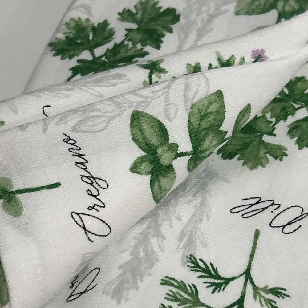 Lot of 6 Cotton Dish Kitchen Towels Seasonal Herbs Holiday Easter Floral